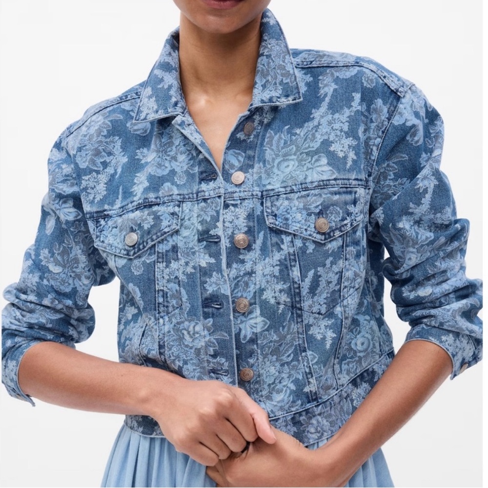 Gap x Love Shack Fancy Denim Floral Icon Jacket Size M